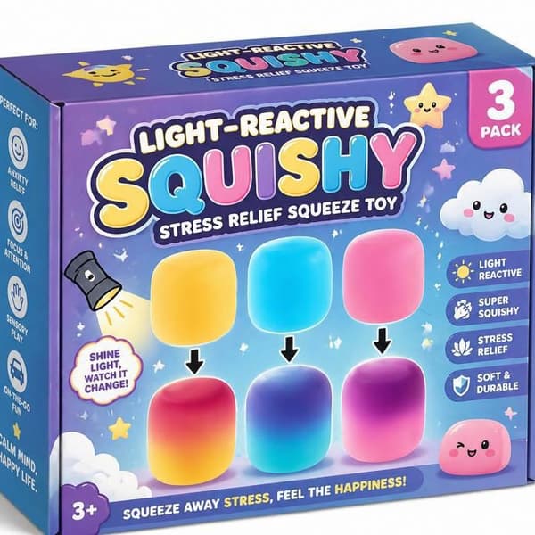 3 STK. Farveskiftende Squishy Rørlegetøj Sensorisk Stressaflastende Fidget Klemmelegetøjssæt Glødeeffekt