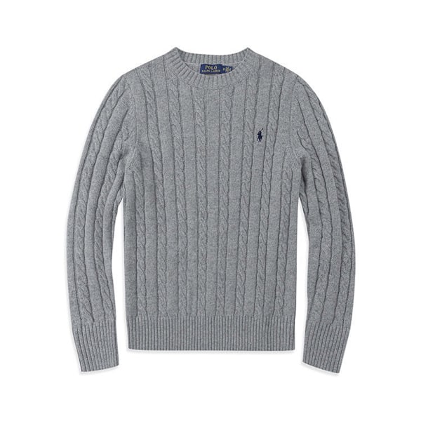 PoloRalphLauren Herre Strikket Sweater Rund Hals Løs Casual Langærmet Strikket Sweater Grå Grey M