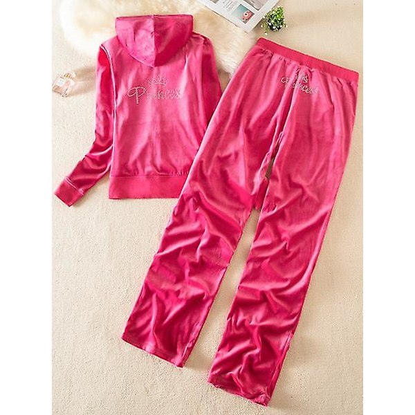 Velor Juicy Stitching Suit Hupparit Sametti Vetoketju Paita Ja Housut Setti Urheiluvaatteet 2023 Naiset Kevät/Syksy Verrypuku Lyhyt Toppi Kulta Gold XXL