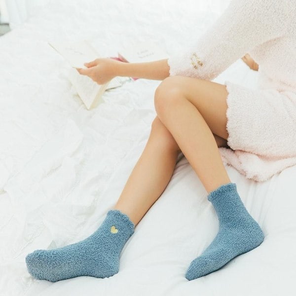 Mysiga varma söta fluffiga strumpor vinterstrumpor paket 2 pairs
