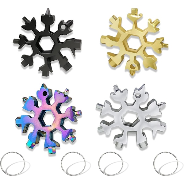 Snöflinga Multiverktyg - Rostfritt Stål, 8-i-1 Bärbar Campingutrustning (4-pack)