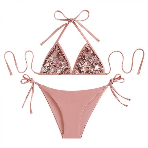 Tvådelad baddräkt för kvinnor Sexiga badkläder Halter String Triangle Bikini Setsm