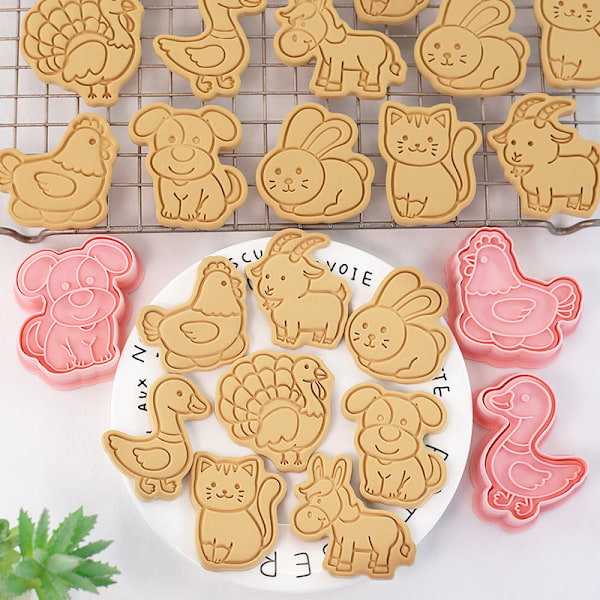 8 stk. Form Kage Udskærer Stempel Pres Fondant Sukkerhåndværk B