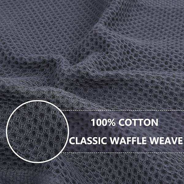 100% Bomulls Waffle-vävda Kökshanddukar, Ultra Mjuka Absorberande Snabbtorkande Disktrasor, 12x12 Tum, 6-pack, Mörkgrå