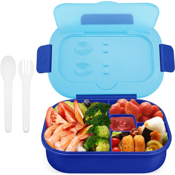 Mörkblå Bento Box Lunchbox för vuxna/barn, 1300 ml tät