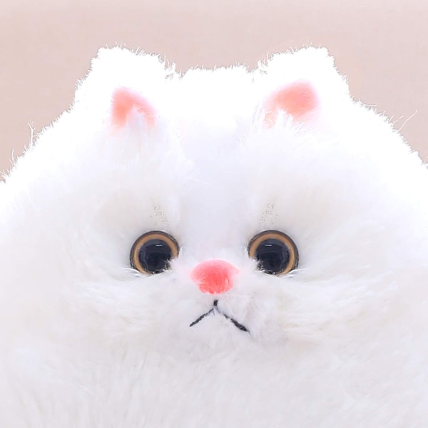 HHL katt gosedjur leksaker, barn plysch kattleksak födelsedagspresenter för pojkar och flickor, fet vit plysch katt (vit, 12 tum)