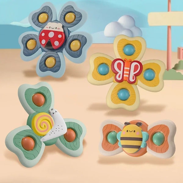 1kpl Vauvan Sarjakuva Hyönteiset Spinnerit Lelu ABS Imu Kuppi Pyörivä Toppi Helistimet Fidget Stressin Lievittäjä Lasten Kylpylelut Octopus