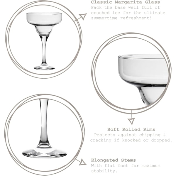 6x 275ml Margarita Cocktail Lasit - Mocktail ja Jäädytetyt Cocktailit Juhla Juomalasisetti Konepesun Kestävä S