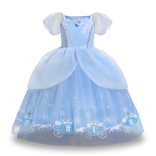 Askungen Prinsessklänning Cosplay Kostym Julpartyklänning Barn 140 cm