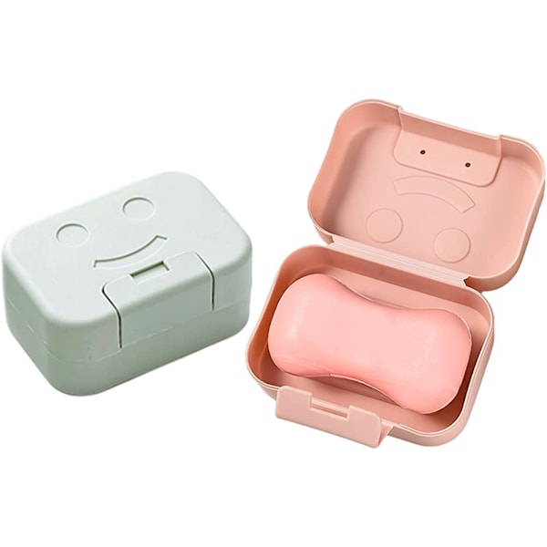 Resetvållåda, 2 tvålhållare i plast Case Bärbar tvållåda med lock för resor till badrumstvättstället