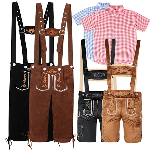 2023 Herr Oktoberfest hängslen läderbyxor byxor skjorta overall outfit Tyskland tradition bi fest outfit halloween öl kostym stil 2 brun Style 2 Brown L