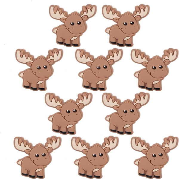 10 Pieces Cute Deer Silicone Beads Animal Spacer Beads Cartoon