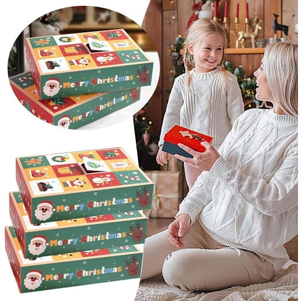 Julkalender med överraskningsboxar, 5 st Tomma Julkassar, DIY God Jul Överraskningsgåva Tomma Boxar
