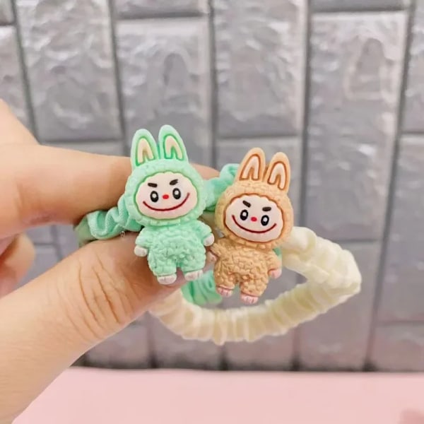 5 st Tecknade Labubu Hårband Söta Anime Labubu Kvinnor Elastiska Hårband Håraccessoarer Hästsvans Kawaii Flickor Semestergåvor A