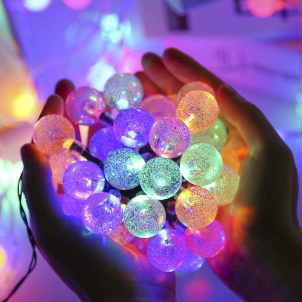 Aurinkovalot ulkokäyttöön puutarhaan, 7,3 m 50 LED-puutarha-aurinkovalot vedenpitävät kristallipallo-keijuvalot ulkokäyttöön jouluvalot puutarhaan, huvimajaan Colorful