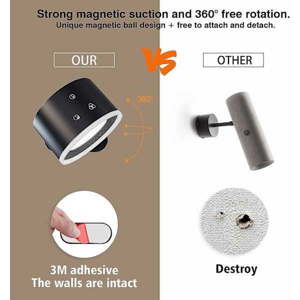 Batteridrevne Væglamper, LED Op Ned Væglampe med Touch & Fjernbetjening, 15 Rgb Atmosfære Varme Hvide Pærer, 4 Dæmpningsniveauer, 360 Graders Rotation, Opladning