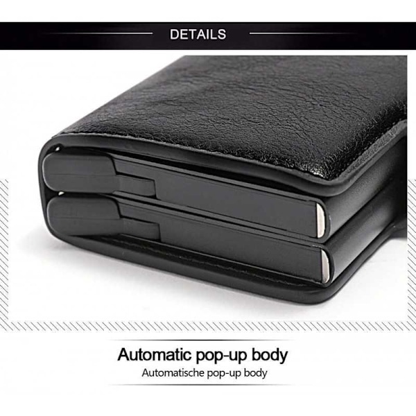 POP UP Wallet med RFID-NFC Blok Kort Holder - 12 Kort Sort Black Black