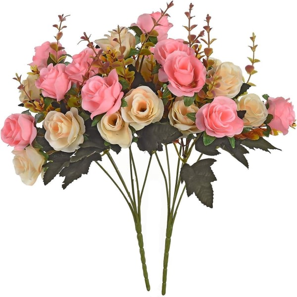 Konstgjorda blommor, 2 förpackningar konstgjorda rosor. 24 Little Rose Silk Flowers