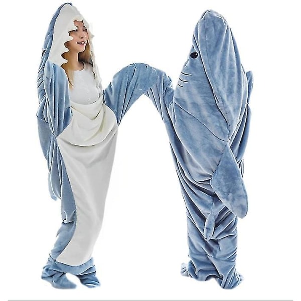 Shark Blanket Hoodie Vuxen - Shark Onesie Adult Bärbar filt - Shark Blanket Super Soft Cozy Fla M