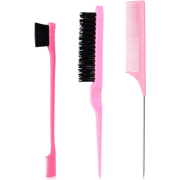 3-pack Slick Brush Set, Plastborste Hårförtjockande Kam Kantborste Hårförtjockningsborste Set