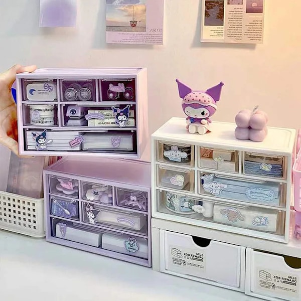Sanrio Kuromi Kawaii Anime Klistremerke Tilbehør DIY Oppbevaringsboks My Melody B