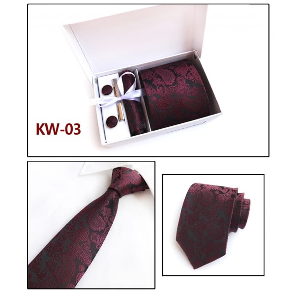 Sidenslips och ficka, fyrkantig vävd formell manschettknapp för män, set slipsar, KW03
