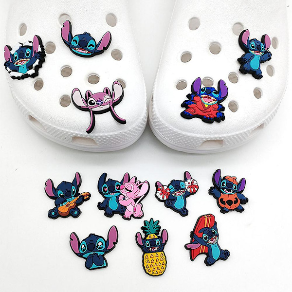 22 stk. Søde Stitch Angel Tegneserie Sko Charms til Croc Træsko Sko Dekoration Sandaler Tilbehør Børn Drenge Piger Festgaver