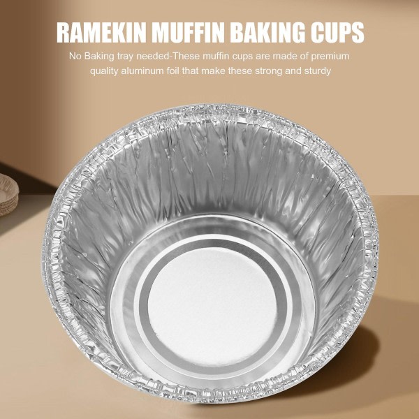 150 st Aluminiumfolie Cupcake Cups Ramekin Muffins Bakning Cups, Engångs Muffin Liners, Ramekin Ho