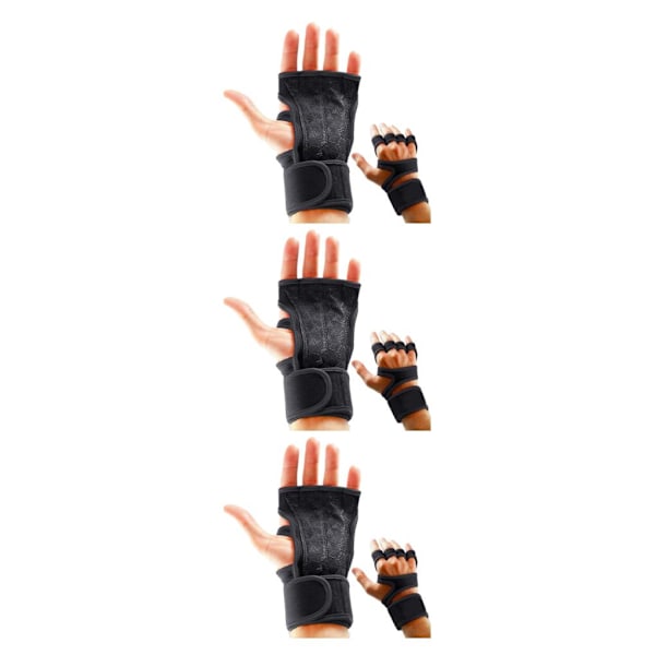 1/2/3/5 2 par Läder Lätta och andningsbara gymhandskar för Svart S Black S 3Set