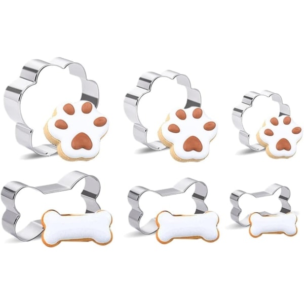 Sæt med 6 hundekiksforme, tegneserie hundeben, dyreform print - WELLNGS