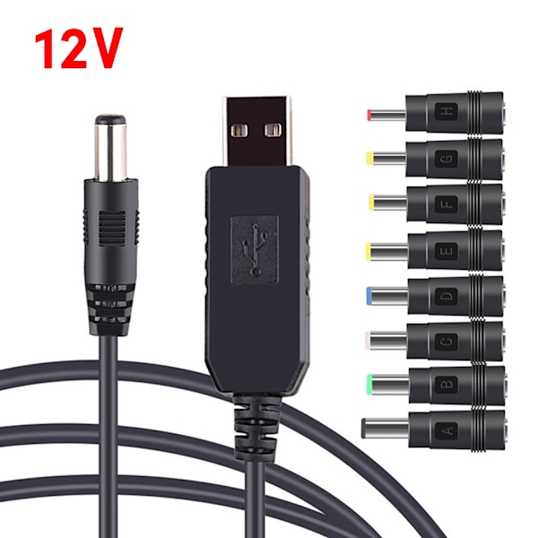 USB - DC 5V 9V 12V -sovitinkaapeli USB - 8 kpl DC-liitäntään reitittimelle, minituulettimelle, kaiuttimelle, WIFI-latauspankkiliittimelle
