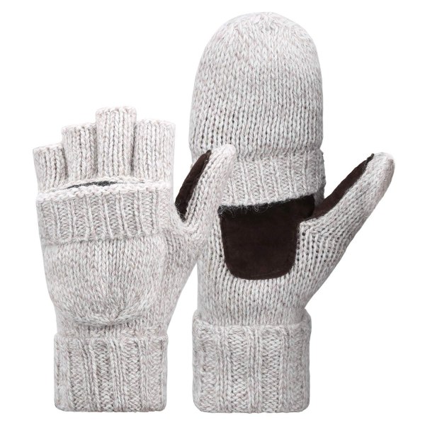 Vintervarma fingerlösa stickade handskar konvertibla handskar handske
