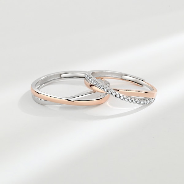 Mobius parring, öppen korsdesign parring i nischdesign tillverkad av sterling silver S925