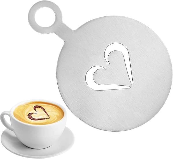 Latte Art Stencil i Rustfrit Stål til Kaffe og Cappuccino med Flere Mønsterdesigns