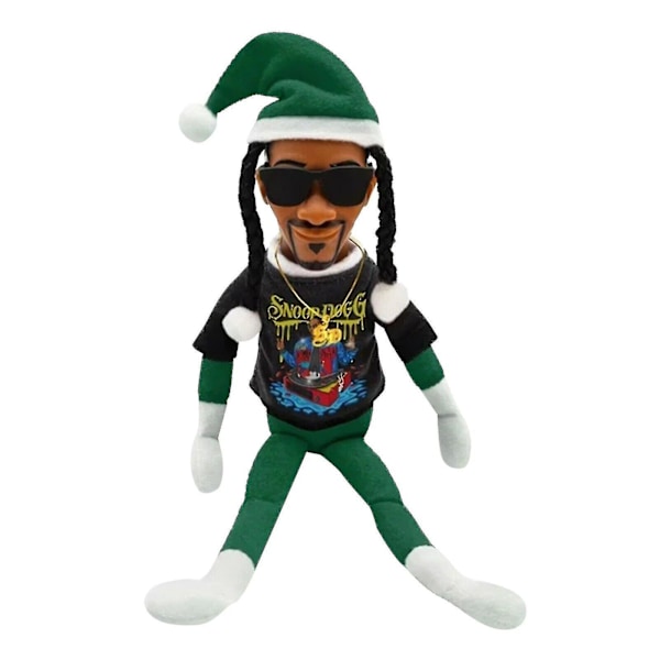 Snoop On A Stoop Jultomtedocka Svart Tomtedocka 30 cm Handgjord Hip Hop-docka Plyschleksaker Presenter Till Hem Trädgård Halloween Hund Grön