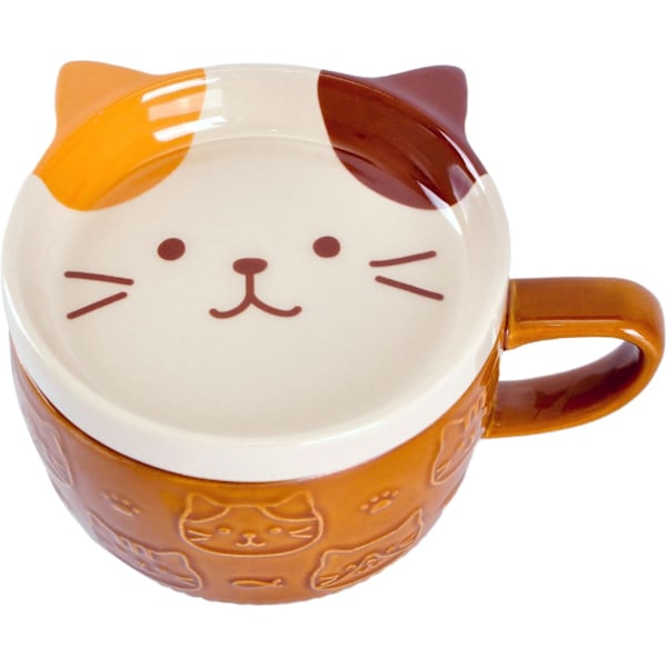 Keramiikka söpö kissa mukit kannen kanssa, Kawaii kissa kahvimuki kannen kanssa, Japanilainen uutuus