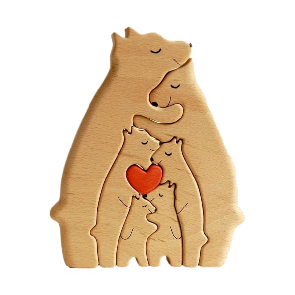 Hotrea! Träbjörnar familjepussel gåva till familjen personlig björn familj trä konst pussel