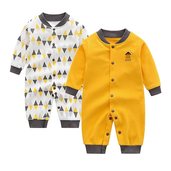 Efterår og vinter nyfødt pyjamasæt baby dreng langærmet onesies 2 stykker sort Black 6M