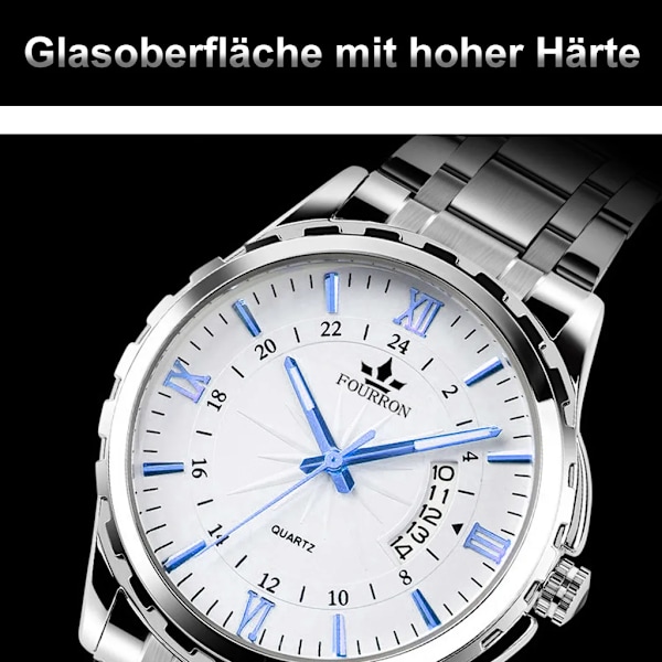 Quartz klokke, herreklokke, kalender nattlys klokke enkel vanntett stålarmbånd klokke {GKS}