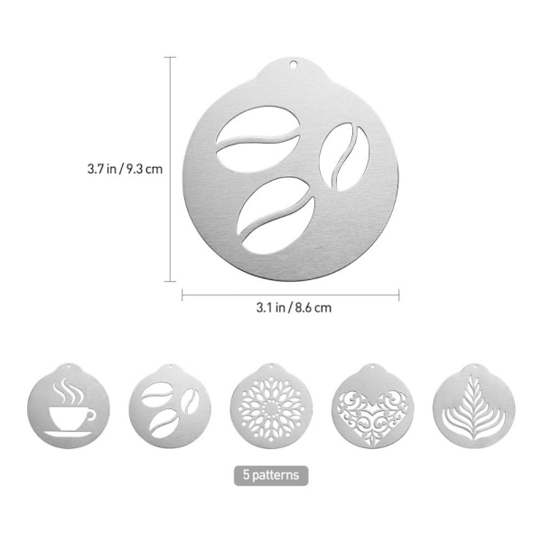 Kaffedekorationsstenciler Latte Art-mallar Kakdekorering