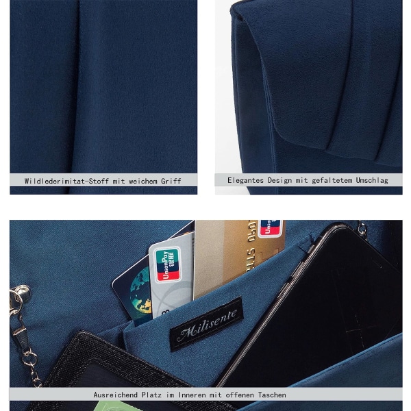 Clutch kvinnor, elegant mocka aftonväska kuvert crossbody blå 7187 | Fyndiq