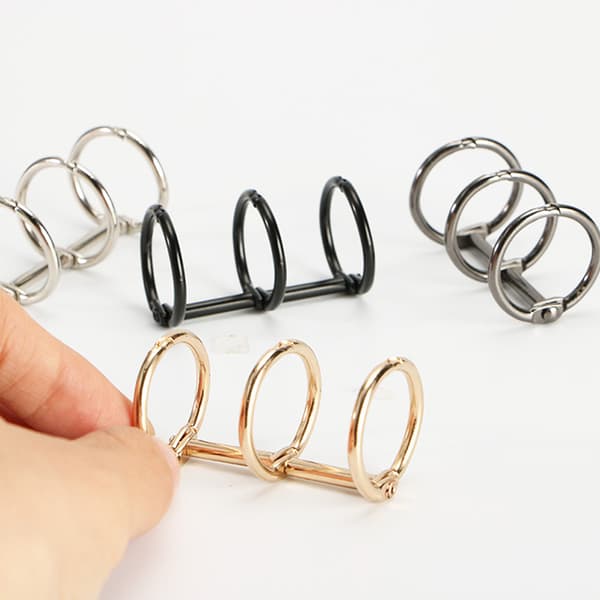2 stk. metal 3 ringe ringbind notesbog hængslede ringe album spiral gold