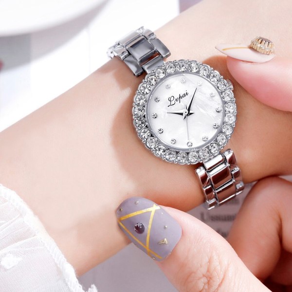 HHL Luxury Damklockor Set Geometric Quartz Armbandsur Watch Damski