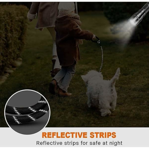 Rephundkoppel, hundkoppel i nylon med mjukt vadderat handtag och reflekterande trådar för valp och liten hund, 150 cm X 1,2 cm, svart