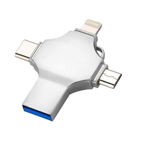 1TB 4-i-1 Foto Backup Sticka, Universell Kompatibilitet för iPhone iPad Android och PC, Lättanvänd Programvara för Smidig Dataöverföring och Lagring,