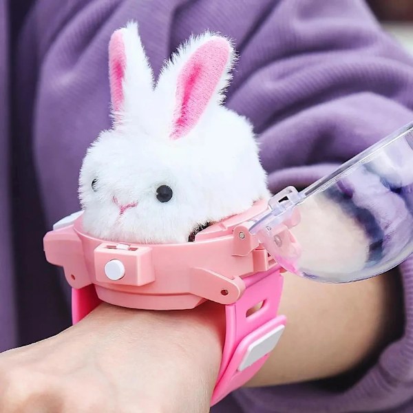2.4G Mini RC Bil Klokkeleke Toy LED Lys Elektrisk Induksjonsklokke Plysj Kanin Hund Krabbe RC Bil Gutter og Jenter Lekegave pink