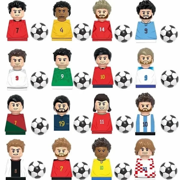 2024 NYE Verdensberømte Fodboldspillere Figurer Messi Ronaldo Neymar Lewandowski Mini Action Byggeklods Model Legetøj Børnegaver 6