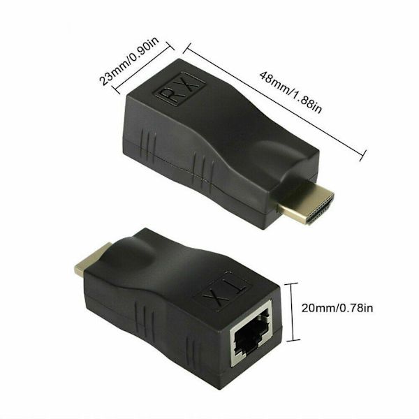 HDMI Extender HDMI til RJ45 Over Cat 5e/6 Nettverk Lan Ethernet Adapter 4k 1080p Ny