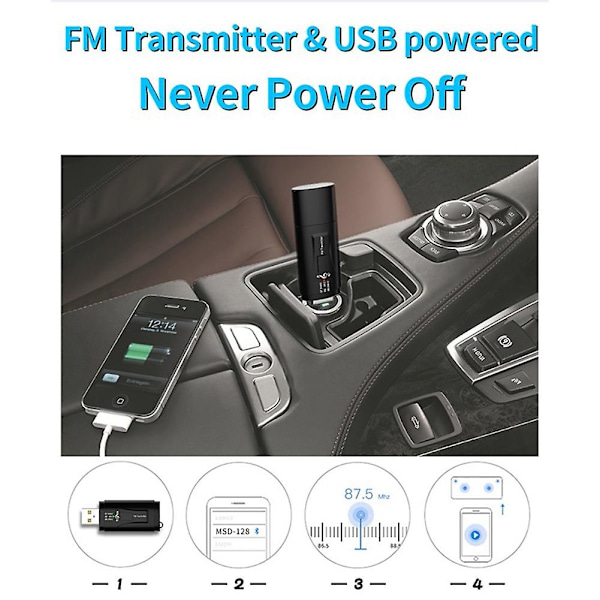 Kannettava FM-lähetin auton Bluetooth 5.0 -vastaanotin USB-modulaattori