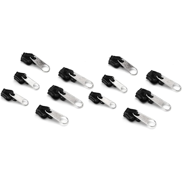 Dragkedjereparationssats, 12 st Universal Dragkedjehuvud Reparationssats Ersättning för DIY Jackor Jeans Byxor Kappor Plånböcker (Silver) Silver